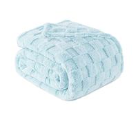 Exclusivo Mezcla Plaid Couverture à Carreaux, 220 x 240 CM, Bleu Clair | Plaid gaufré à texture damier en relief sur teinte unie, doux et chaud, douillet et moelleux, idéal pour canapé, lit, voyage