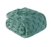Exclusivo Mezcla Plaid Couverture à Carreaux, 230 x 270 CM, Réséda | Plaid gaufré à texture damier en relief sur teinte unie, doux et chaud, douillet et moelleux, idéal pour canapé, lit, voyage