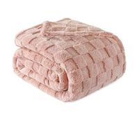 Exclusivo Mezcla Plaid Couverture à Carreaux, 230 x 270 CM, Rose | Plaid gaufré à texture damier en relief sur teinte unie, doux et chaud, douillet et moelleux, idéal pour canapé, lit, voyage
