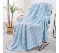 Exclusivo Mezcla Plaid Couverture à Chevron, 130 x 170 cm, Bleu Clair