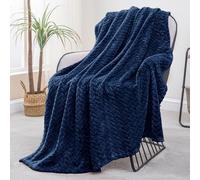 Exclusivo Mezcla Plaid Couverture à Chevron, 130 x 170 cm, Bleu Marine