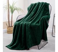 Exclusivo Mezcla Plaid Couverture à Chevron, 130 x 170 cm, Vert Forêt