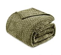 Exclusivo Mezcla Plaid Couverture à Chevron, 150 x 200 cm, Vert Olive