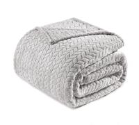 Exclusivo Mezcla Plaid Couverture à Chevron, 220 x 240 cm, Gris Clair