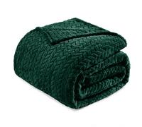 Exclusivo Mezcla Plaid Couverture à Chevron, 220 x 240 cm, Vert Forêt