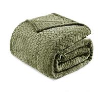 Exclusivo Mezcla Plaid Couverture à Chevron, 220 x 240 cm, Vert Olive