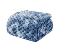 Exclusivo Mezcla Plaid Couverture Polaire 220 x 240 cm, Plaid Jeté de Canapé, Couverture pour Le lit léger Douillet et Moelleux pour Toute la Saison, Tie-Dye Bleu Pierre