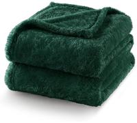 Exclusivo Mezcla Plaid Couverture Polaire Peluche Extra Large, Moelleuse et Chaude, pour Canapé ou Lit, Toutes Les Saisons, 220x240 CM, Vert Foncé