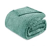 Exclusivo Mezcla Plaid Polaire en Flanelle, Tissu À Motif Chevron, Couverture Douce et Chaude pour Canapé/Lit, Agréable et Douillette, 220x240CM, Céladon