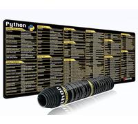 excovip Python Shortcuts Tapis de Souris, 80 x 30 cm XL Tapis de Souris de Jeu, Feuilles de triche Python, sous-Main pour ingénieurs de logiciels