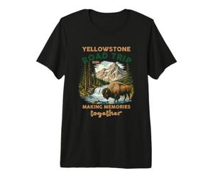 Excursion en Voiture à Yellowstone, Cascade de Bisons, Souvenirs de Famille T-Shirt Haut de Gamme