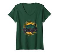 Excuse Me, I'm Actually A Delight - Citation Witty Sunburst T-Shirt avec Col en V, Femme, Vert Forêt, XL