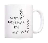 Excusez-Moi Pour Le Retard, J'Ai Vu Un Chien Mug Avec Anse Tasse Céramique Mug À Café Pour Lait Travail Cappuccino 330Ml