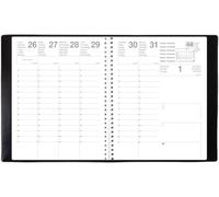Exdi - Agenda de Bureau Economique Spiralés Mercure Noir - 1 Semaine Sur 2 Pages - Janvier 2026 à Décembre 2026 - Format : 21 x 27 cm