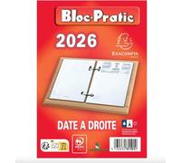 EXDI Bloc-pratic Éphéméride 2026, Calendrier Journalier, 120 x 82 mm, Date à Droite