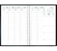 Exdi Mercure S Agenda Semainier civil 2026 spiralé -1 Semaine Sur 2 Pages - Janvier à décembre 2026 - Noir - Format: 21x27cm