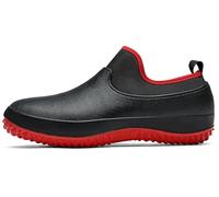 EXECAB Chaussures de Pluie Chaussures de Chef à Enfiler pour Hommes et Femmes, Chaussures de Travail de Cuisine de Restaurant imperméables antidérapantes résistantes à l'huile EVA,Rouge,38