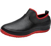 EXECAB Chaussures de Pluie Chaussures de Chef à Enfiler pour Hommes et Femmes, Chaussures de Travail de Cuisine de Restaurant imperméables antidérapantes résistantes à l'huile EVA,Rouge,43