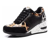 EXECAB Femmes Baskets compensées 3.15 "Talon Dames à Lacets Baskets antidérapant Talon caché Plate-Forme Chaussures Marche Chaussures de Mariage,Burst,39