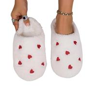 EXECAB Pantoufles Hiver Femmes Pantoufles en Forme de Cœur Amour Silencieuses Chaussures à Semelle Souple Pantoufles d’Intérieur.（Blanc 38/39）