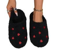 EXECAB Pantoufles Hiver Femmes Pantoufles en Forme de Cœur Amour Silencieuses Chaussures à Semelle Souple Pantoufles d’Intérieur.（Noir 38/39）