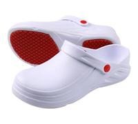 EXECAB Sabots de Chaussures de Chef résistants à l'huile pour Hommes et Femmes, Chaussures de Cuisine antidérapantes, Chaussures de Travail de sécurité pour Le Jardin avec Semelle,Blanc,45