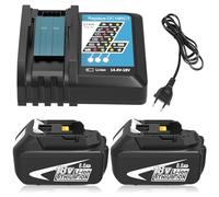 Exemoro 18 V 8,0 Ah BL1850B Remplacement pour Batterie Makita + Chargeur, Compatible Makita batteriesBL1860B BL1850B BL1840 BL1830 BL1430 BL1415 et 14,4 V~18V chargeurs DC18RA DC18RCT DC18R