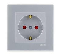 EXEN Bouton Poussoir d’Éclairage Simple Complet avec Cadre Simple KARELL Argent - Ensemble Cadre 1 Poste + Bouton Poussoir Mural Encastré (contact momentané) - All-in-One