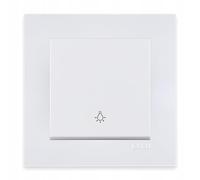 EXEN Bouton Poussoir d’Éclairage Simple Complet avec Cadre Simple KARELL Blanc - Ensemble Cadre 1 Poste + Bouton Poussoir Mural Encastré (contact momentané) - All-in-One