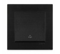 EXEN Bouton Poussoir de Sonnette Simple Complet avec Cadre Simple KARELL Noir - Ensemble Cadre 1 Poste + Bouton de Sonnette Encastré - All-in-One