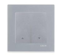 EXEN Bouton Poussoir pour Volets Roulants Double Complet avec Cadre Simple KARELL Argent - Ensemble Cadre 1 Poste + Bouton de Commande pour Volets Roulants Encastré - All-in-One