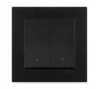 EXEN Bouton Poussoir pour Volets Roulants Double Complet avec Cadre Simple KARELL Noir - Ensemble Cadre 1 Poste + Bouton de Commande pour Volets Roulants Encastré - All-in-One