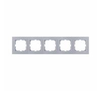 EXEN Cadre de Finition Cinq Argent 368 mm - 5 Postes Série KARELL - Plaque Murale Encastrable pour Prise Électrique et Interrupteur - Design Moderne Compatible avec Modules EXEN - K105/10E