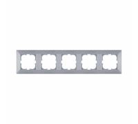 EXEN Cadre de Finition Cinq Argent 368 mm - 5 Postes Série ODAK - Plaque Murale Encastrable pour Prise Électrique et Interrupteur - Design Moderne Compatible avec Modules EXEN - O105/10E