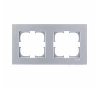 EXEN Cadre de Finition Double Argent 154 mm - 2 Postes Série KARELL - Plaque Murale Encastrable pour Prise Électrique et Interrupteur - Design Moderne Compatible avec Modules EXEN - K102/10E