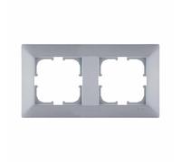 EXEN Cadre de Finition Double Argent 154 mm - 2 Postes Série ODAK - Plaque Murale Encastrable pour Prise Électrique et Interrupteur - Design Moderne Compatible avec Modules EXEN - O102/10E