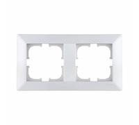 EXEN Cadre de Finition Double Blanc 154 mm - 2 Postes Série ODAK - Plaque Murale Encastrable pour Prise Électrique et Interrupteur - Design Moderne Compatible avec Modules EXEN - O102/01E