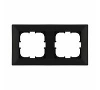 EXEN Cadre de Finition Double Noir Métallisé 154 mm - 2 Postes Série ODAK - Plaque Murale Encastrable pour Prise Électrique et Interrupteur - Design Moderne Compatible avec Modules EXEN - O102/14E