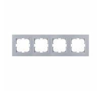 EXEN Cadre de Finition Quadruple Argent 296 mm - 4 Postes Série KARELL - Plaque Murale Encastrable pour Prise Électrique et Interrupteur - Design Moderne Compatible avec Modules EXEN - K104/10E