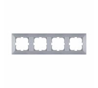 EXEN Cadre de Finition Quadruple Argent 296 mm - 4 Postes Série ODAK - Plaque Murale Encastrable pour Prise Électrique et Interrupteur - Design Moderne Compatible avec Modules EXEN - O104/10E