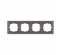 EXEN Cadre de Finition Quadruple Mocha 296 mm - 4 Postes Série ODAK - Plaque Murale Encastrable pour Prise Électrique et Interrupteur - Design Moderne Compatible avec Modules EXEN - O104/10E