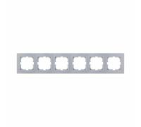 EXEN Cadre de Finition Six Argent 438 mm - 6 Postes Série KARELL - Plaque Murale Encastrable pour Prise Électrique et Interrupteur - Design Moderne Compatible avec Modules EXEN - K106/10E