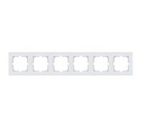 EXEN Cadre de Finition Six Blanc 438 mm - 6 Postes Série KARELL - Plaque Murale Encastrable pour Prise Électrique et Interrupteur - Design Moderne Compatible avec Modules EXEN - K106/01E