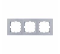 EXEN Cadre de Finition Triple Argent 224 mm - 3 Postes Série KARELL - Plaque Murale Encastrable pour Prise Électrique et Interrupteur - Design Moderne Compatible avec Modules EXEN - K103/10E