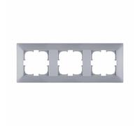 EXEN Cadre de Finition Triple Argent 224 mm - 3 Postes Série ODAK - Plaque Murale Encastrable pour Prise Électrique et Interrupteur - Design Moderne Compatible avec Modules EXEN - O103/10E