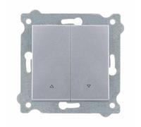 EXEN - Double Bouton Volet Roulant Argent 2 Voies - Poussoir Mural Encastrable - Contrôle Montée/Descente - All-in-One Compatible avec les séries KARELL/ODAK/COMFORT - 216/10E