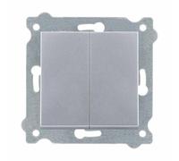 EXEN - Double Interrupteur va-et-Vient 2 Voies Argent - Interrupteur Mural Encastrable 10A 250V pour Maison ou Bâtiment - All-in-One Compatible avec les Séries KARELL/ODAK/COMFORT - 211/10E