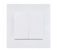 EXEN Interrupteur Double Allumage Complet avec Cadre Simple KARELL Blanc - Ensemble Cadre 1 Poste + Interrupteur d’Éclairage Double Encastré (2 circuits) - All-in-One