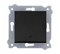 EXEN - Interrupteur Mural Encastrable 1 Voie avec Voyant LED - Noir Métallisé - Simple Interrupteur Électrique - 10A 250V pour Intérieur - All-in-One Compatible avec KARELL/ODAK/COMFORT -201/14E