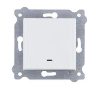 EXEN - Interrupteur Mural Encastrable 1 Voie avec Voyant LED - Simple Interrupteur Électrique Blanc 10A 250V pour Intérieur - All-in-One Compatible avec les Séries KARELL/ODAK/COMFORT - 201/01E